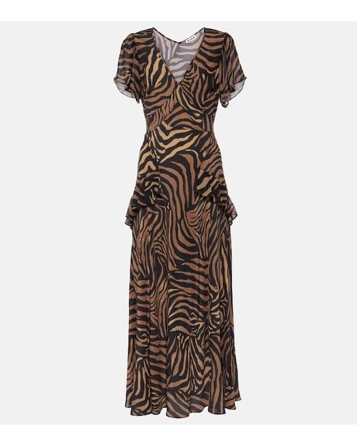 Abito Midi Evie di Rixo in Brown