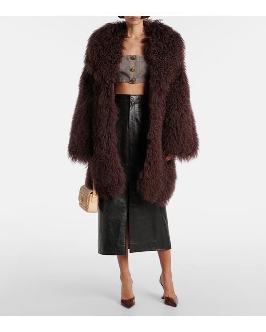 Self-Portrait Black Mantel Aus Shearling