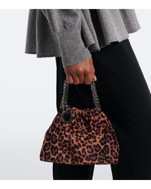 Stella McCartney Brown Falabella Mini Leopard-Print Top-Handle Bag