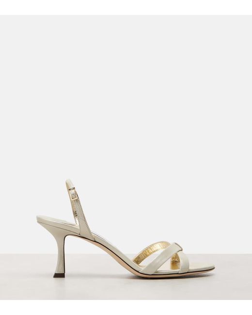 Jimmy Choo Natural Elsy 70 Metallic Leather Sandals