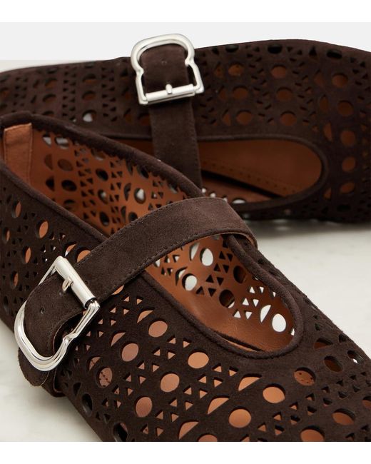Alaïa Brown Suede Ballerinas