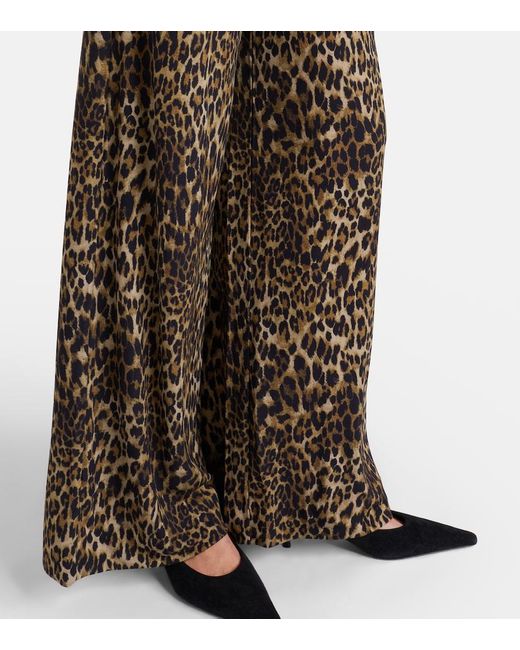 Nili Lotan Brown Adriel Leopard-Print Wide-Leg Pants
