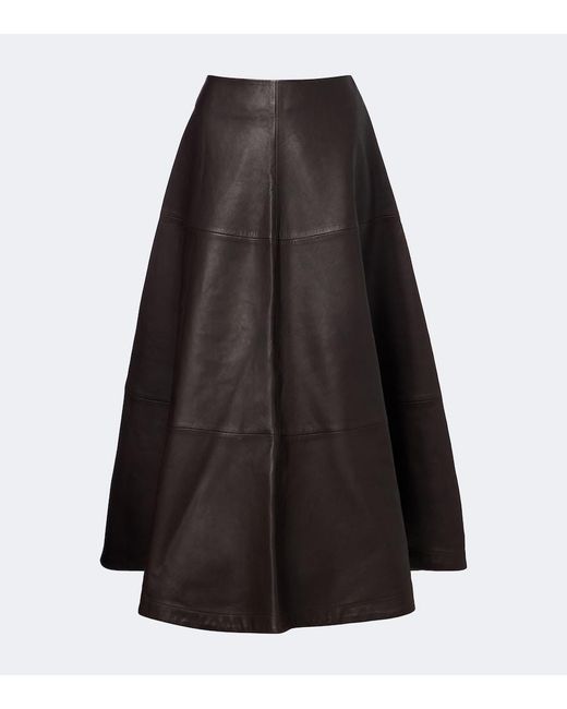 Altuzarra Black Varda Leather Midi Skirt