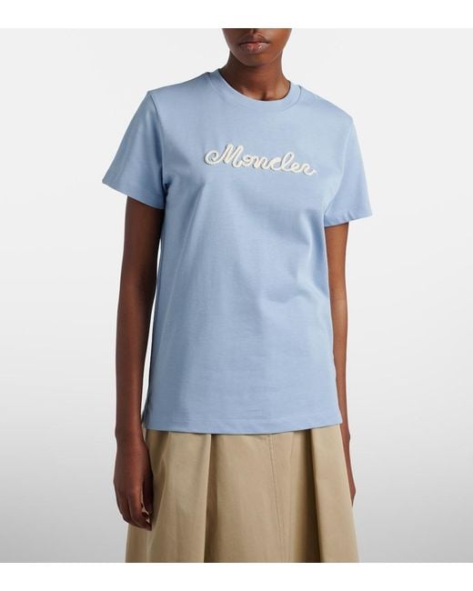 Moncler Blue Logo Cotton Jersey T-Shirt