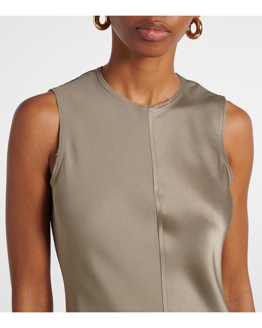 AMI Natural Paneled Satin Maxi Dress
