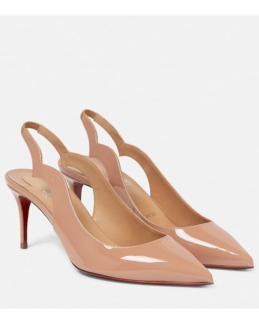 Christian Louboutin Natural Patent Leather Slingback Pumps