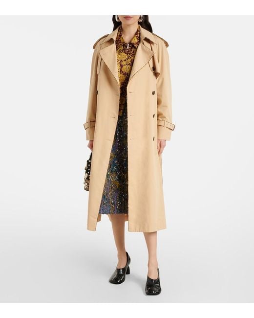 Dries Van Noten Natural Cotton Poplin Trench Coat
