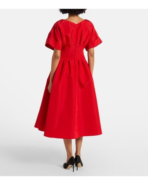 Carolina Herrera Gathered Silk Midi Dress