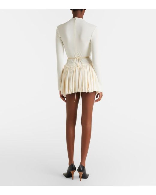 Alaïa White Gathered Jersey Minidress