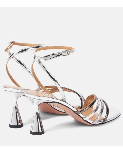 Aquazzura Latour 75 Metallic Leather Sandals