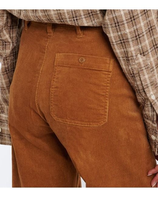 Polo Ralph Lauren Brown Cotton Corduroy Wide-Leg Pants