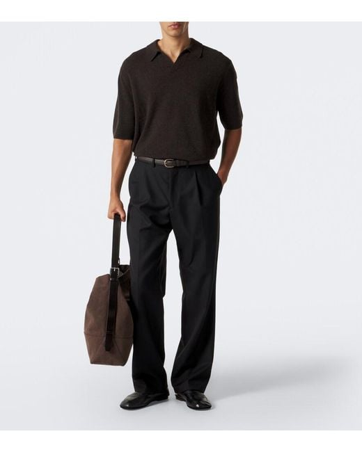 LeKasha Black Bale Cashmere Polo Sweater for men