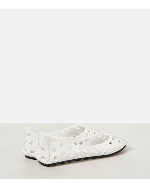 Alaïa White Perforated Ballet Flats