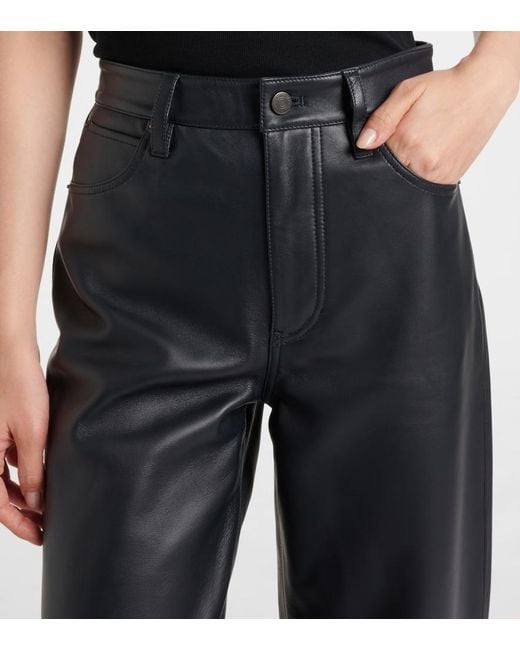 FRAME Blue Neat Leather Straight Pants
