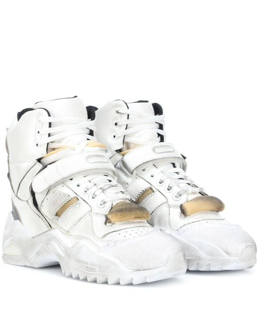 Maison Margiela White Retro Fit Leather High-top Sneakers