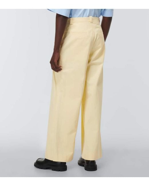 King & Tuckfield Yellow High-rise Wide-leg Cotton Pants for men