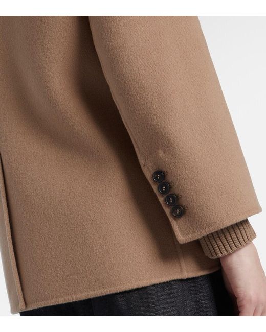 Max Mara Natural Lukas Double-Breasted Virgin Wool Peacoat