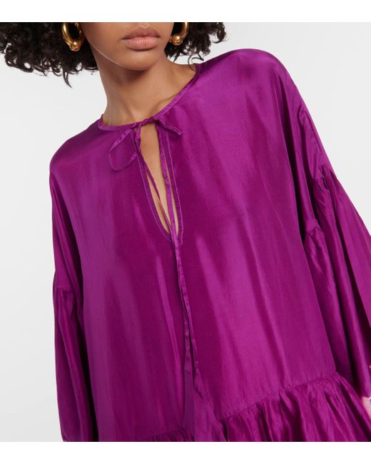 Robe longue Amelia tie & dye en soie Anna Kosturova en coloris Purple