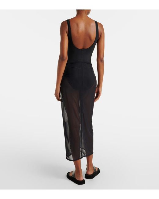 Karla Colletto Gray Mesh Beach Cover-Up