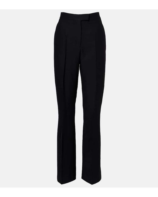 Ferragamo Blue High-Rise Faille Straight Pants