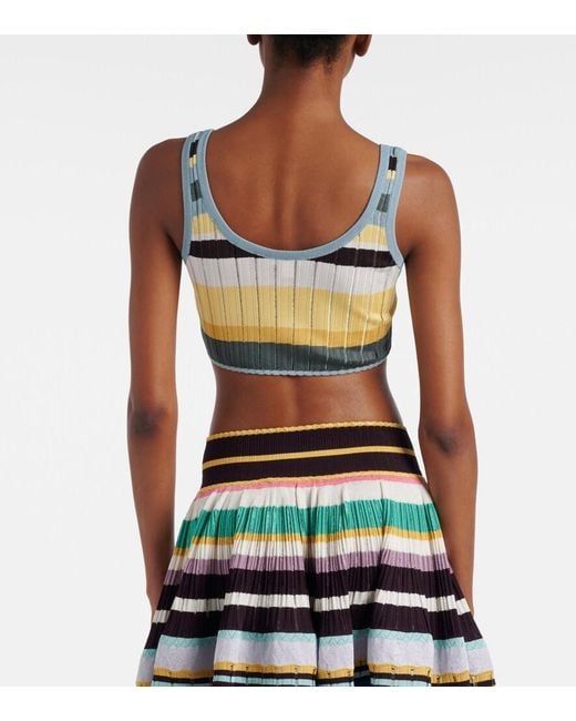 Alaïa Blue Striped Cropped Tank Top