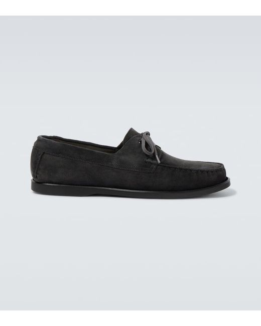 Saman Amel Black City Moc Suede Boat Shoes for men