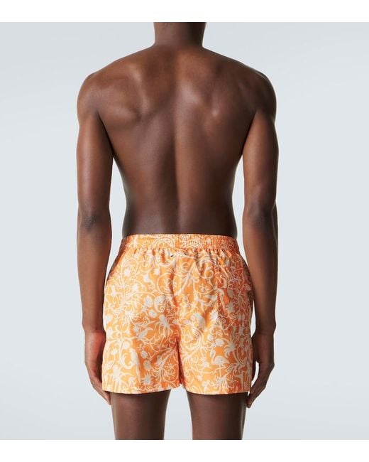 Kiton Orange Printed Swim Trunks for men