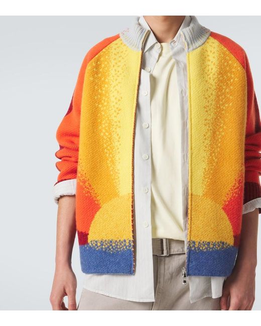 God's True Cashmere Orange Radiant Sun Cashmere Zip-Up Sweater for men