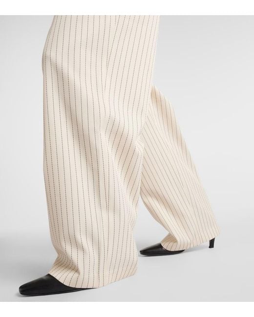 Frankie Shop Natural Ripley Pinstripe Twill Wide-leg Pants