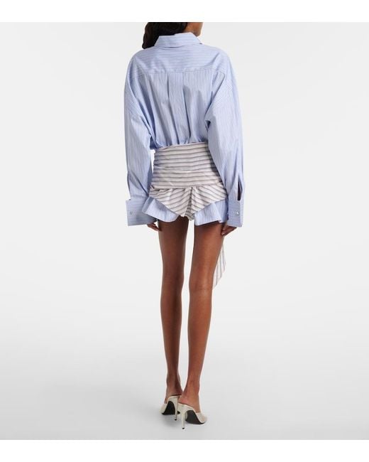 The Attico Blue Striped Cotton Shirt Dress