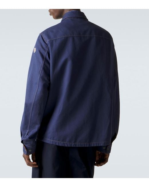 Moncler Blue Cotton And Linen Field Jacket for men