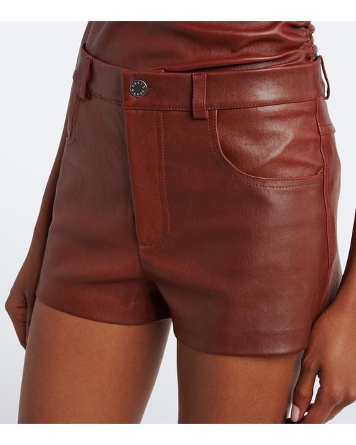 Stouls Red Roxie Mid-Rise Leather Shorts