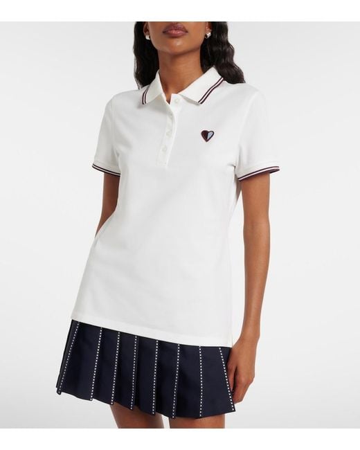 Tory Burch White Cotton-Blend Pique Polo Shirt