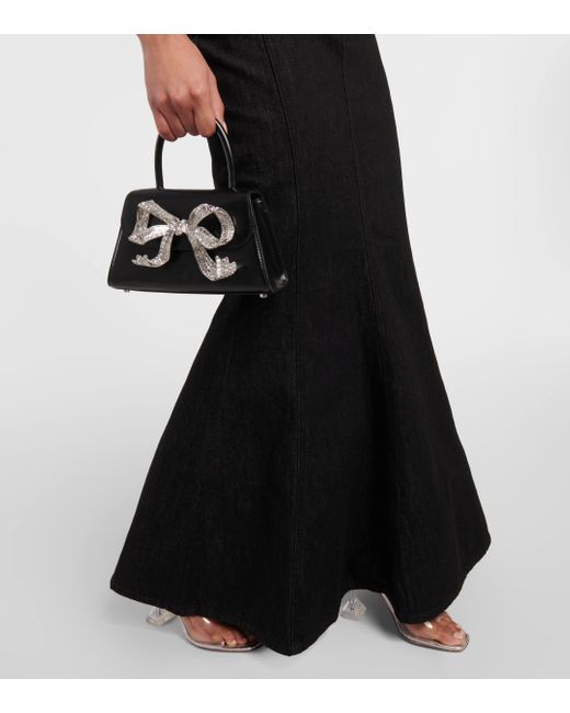 Self-Portrait Black Flared Denim Maxi Skirt