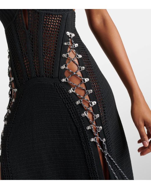 Dion Lee Black Lace-up Crochet Maxi Dress