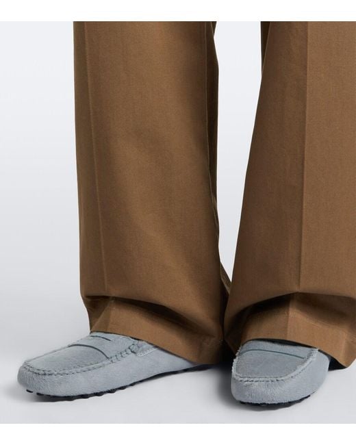 Tod's White Gommino Calf Hair Driving Shoes
