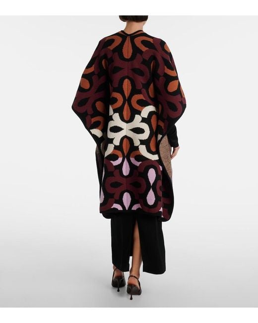 LaDoubleJ Black Maiolika Wool Jacquard Cape