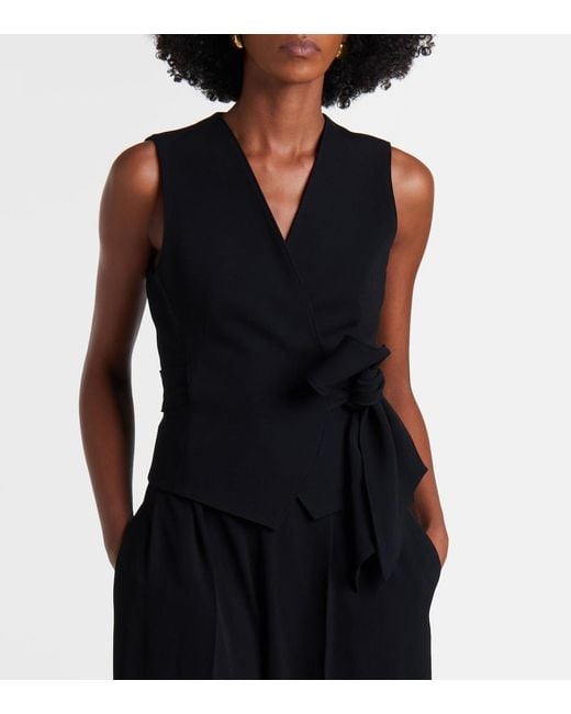 Max Mara Black Cady Wrap Top