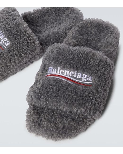 Balenciaga Gray Political Campaign Slides for men