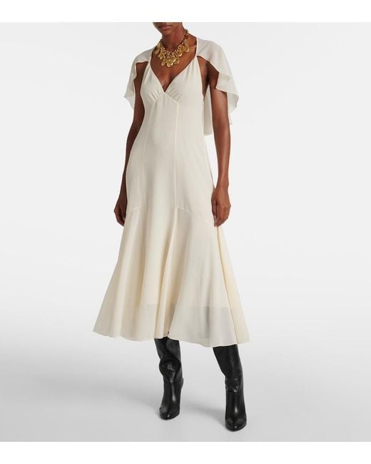 Chloé White Silk Chiffon Midi Dress