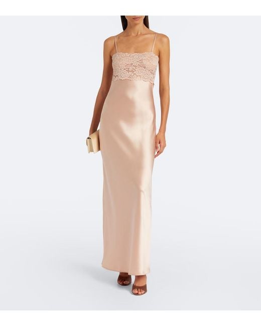 AYA MUSE White Myra Lace And Satin Gown