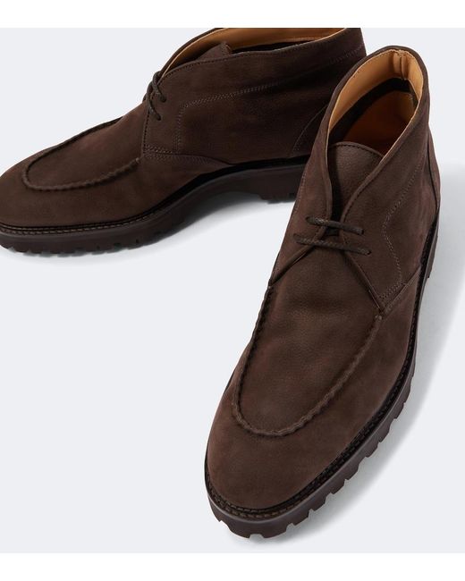 John Lobb Brown Suede Desert Boots for men