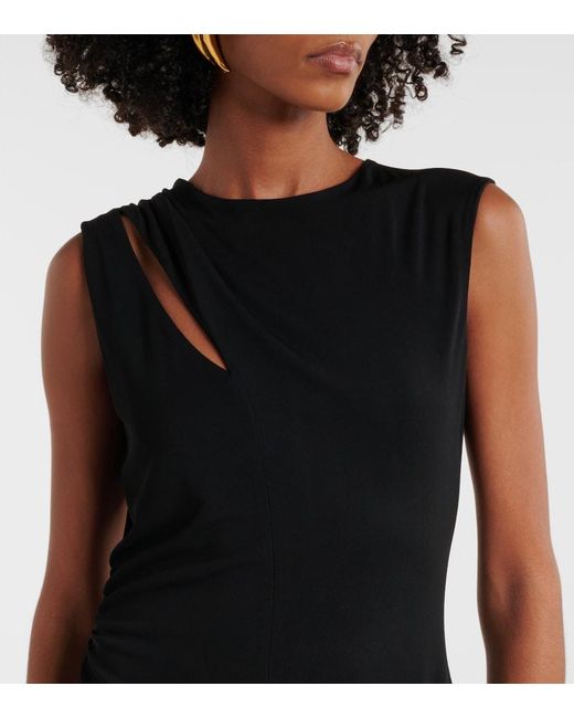 Tom Ford Black Cutout Shoulder-Drape Viscose Crepe Jersey Cocktail Dress