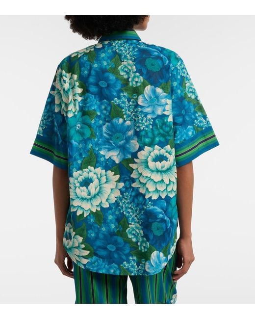 ALÉMAIS Blue Margo Oversized Printed Cotton Shirt