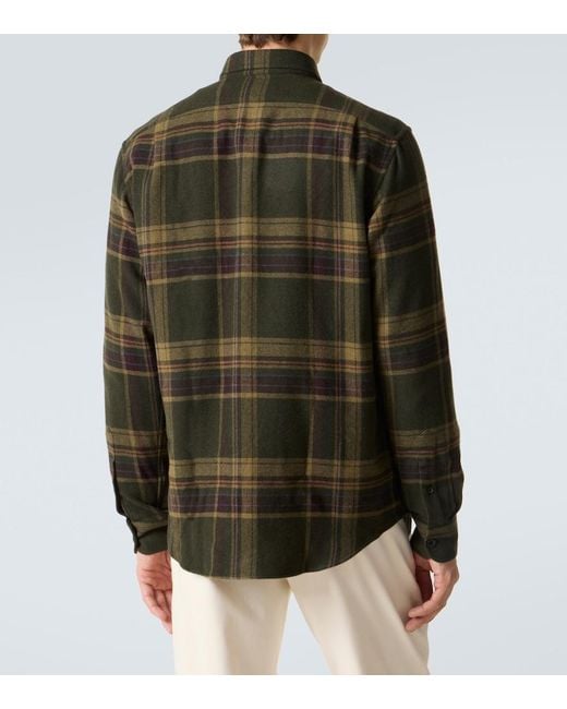 Ralph Lauren Green Checked Cashmere Shirt for men