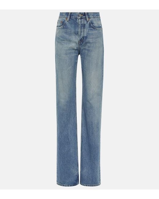 Saint Laurent Blue High-Rise Straight Jeans