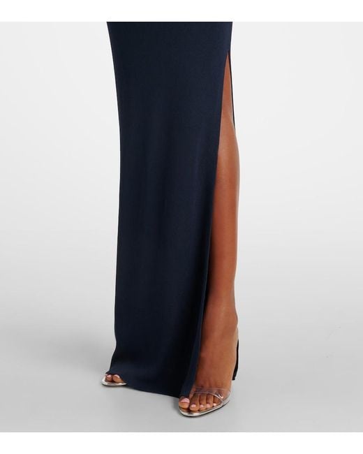AYA MUSE Blue Draped Halterneck Gown