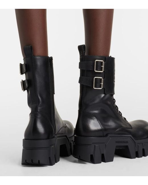 Balenciaga Black Bulldozer 25 Leather Platform Combat Boots