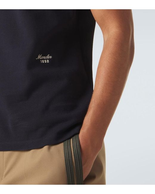 Moncler Black Cotton Pique Polo Shirt for men