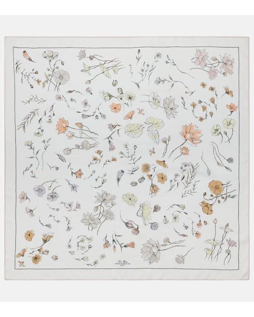 Loro Piana Metallic Floral Silk Scarf